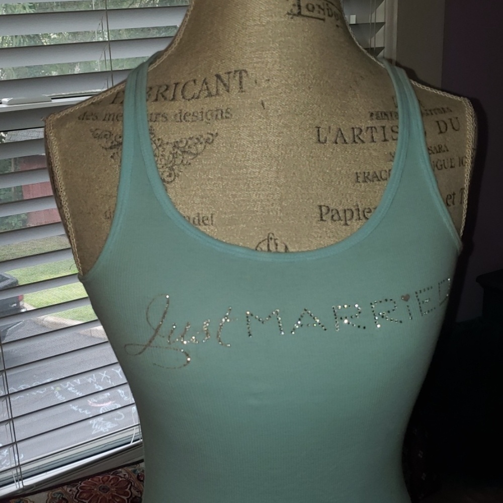 Just Married Tank in Baby Blue